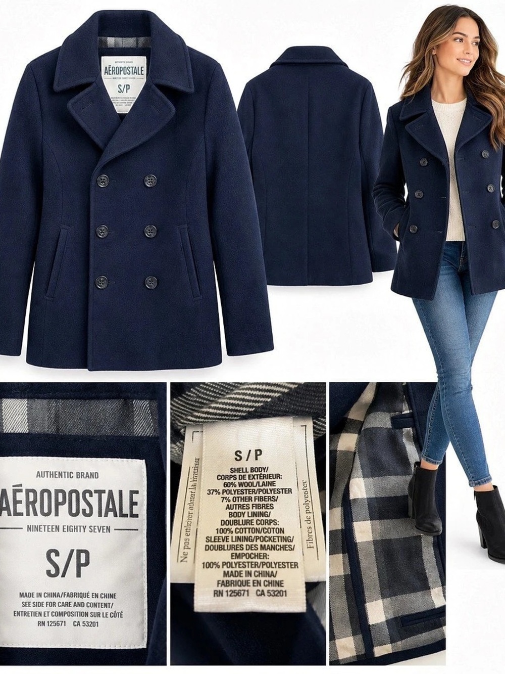 Aeropostale Y2K-style wool blend peacoat